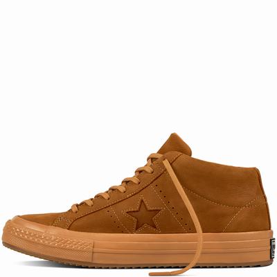 Converse One Star Mid Counter Climate Mid Tops Womens - Brown Shoes (502TCXUP)